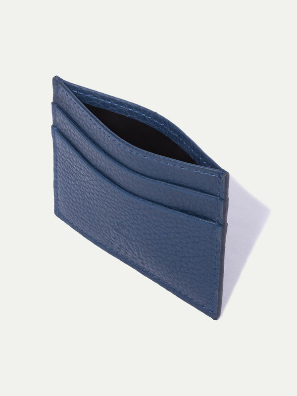 Porta carte in pelle blu - Made in Italy