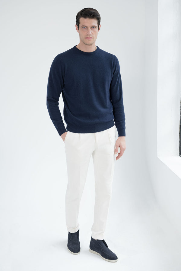 Girocollo in cashmere blu – Made in Italy