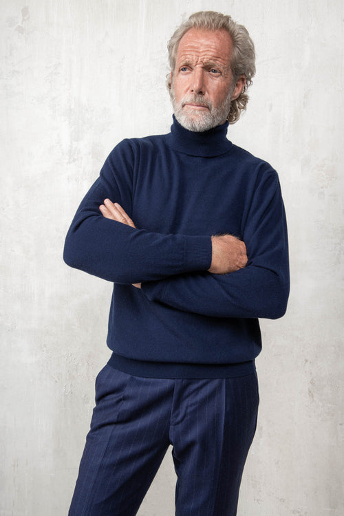 Blue cashmere turtleneck – Made in italy