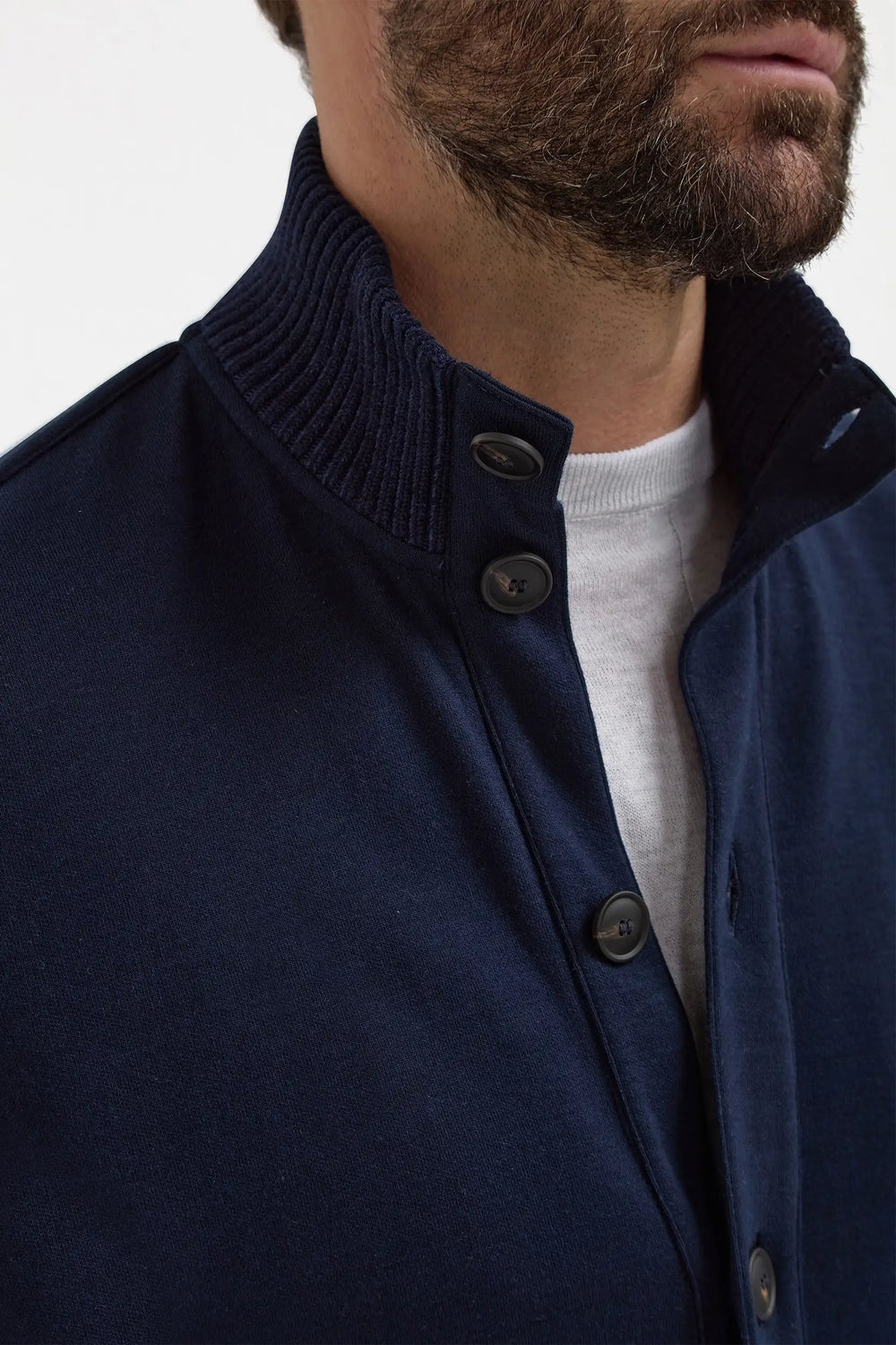 Bomber in maglia di cotone blu – Made in Italy