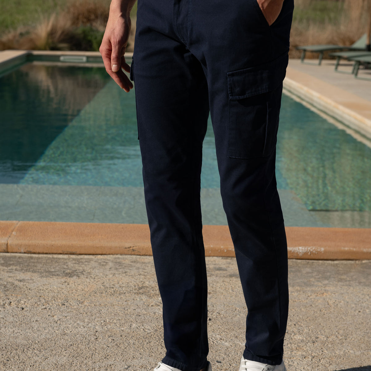 Blue stretch cotton cargo - Made in Italy