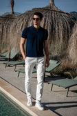 Blue cotton polo - Made in Italy
