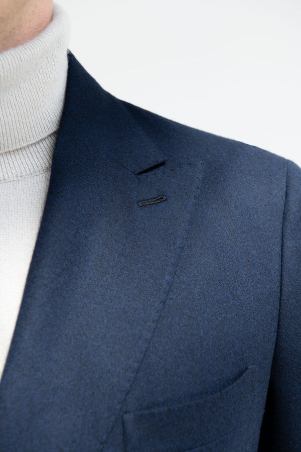 Veste croisée en flanelle bleue - Made in Italy