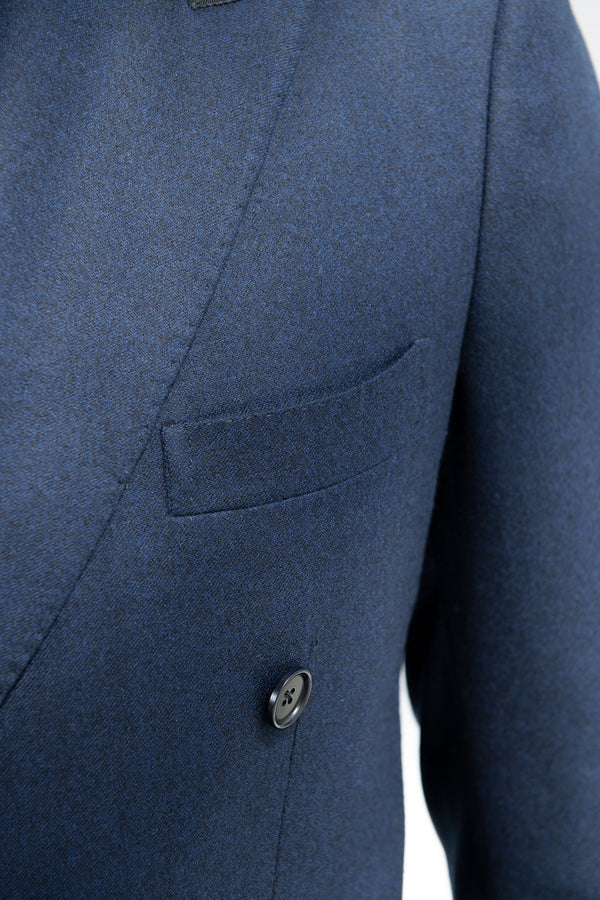 Veste croisée en flanelle bleue - Made in Italy