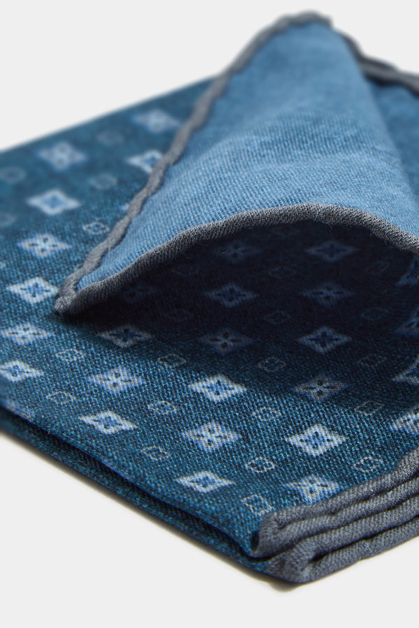 Blue fancy reversible pocket square - Made in Italy