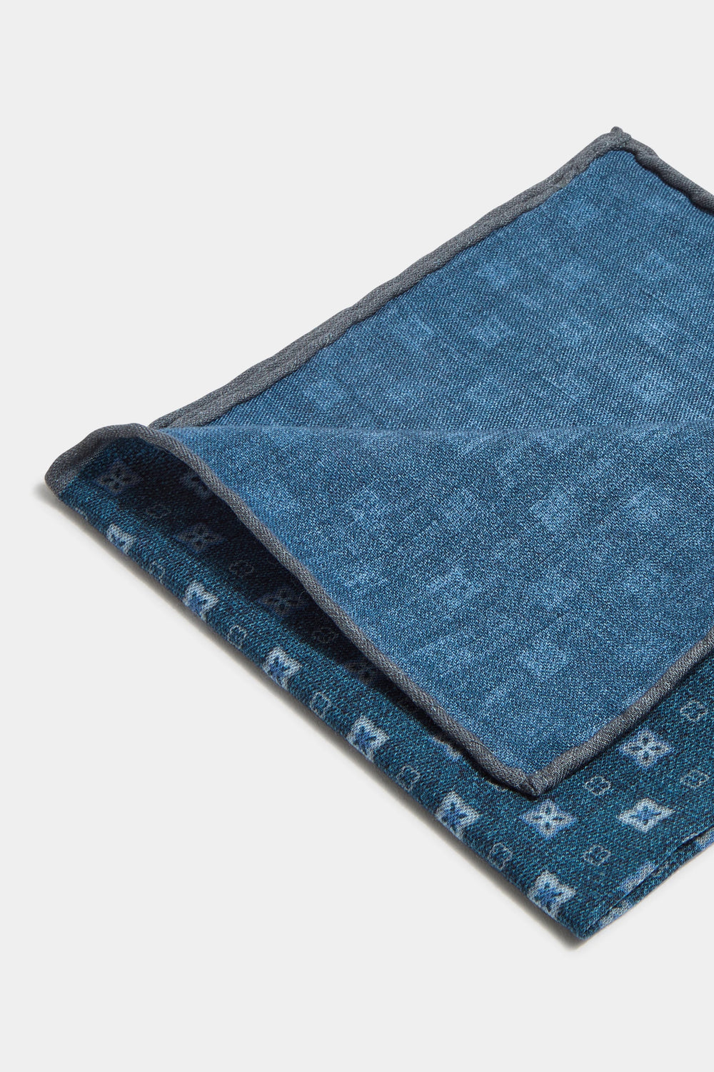 Blue fancy reversible pocket square - Made in Italy