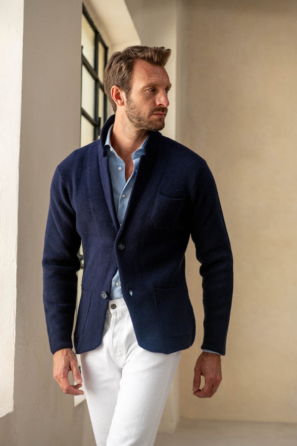 blue knitted jacket, knitted jacket, knitted jacket for men, jacket wool cashmere for men, veste en maille bleue, veste en maille marine,Italian Jacket, Veste Italienne, Giacca Italiana