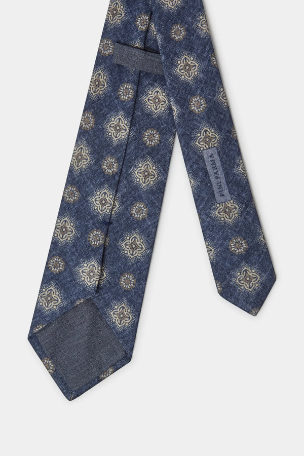 Blue macro fancy tie - Made In Italy