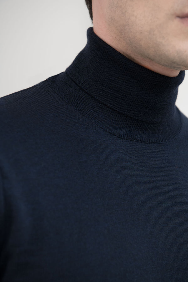 Blue Merino Turtleneck – Made in Italy