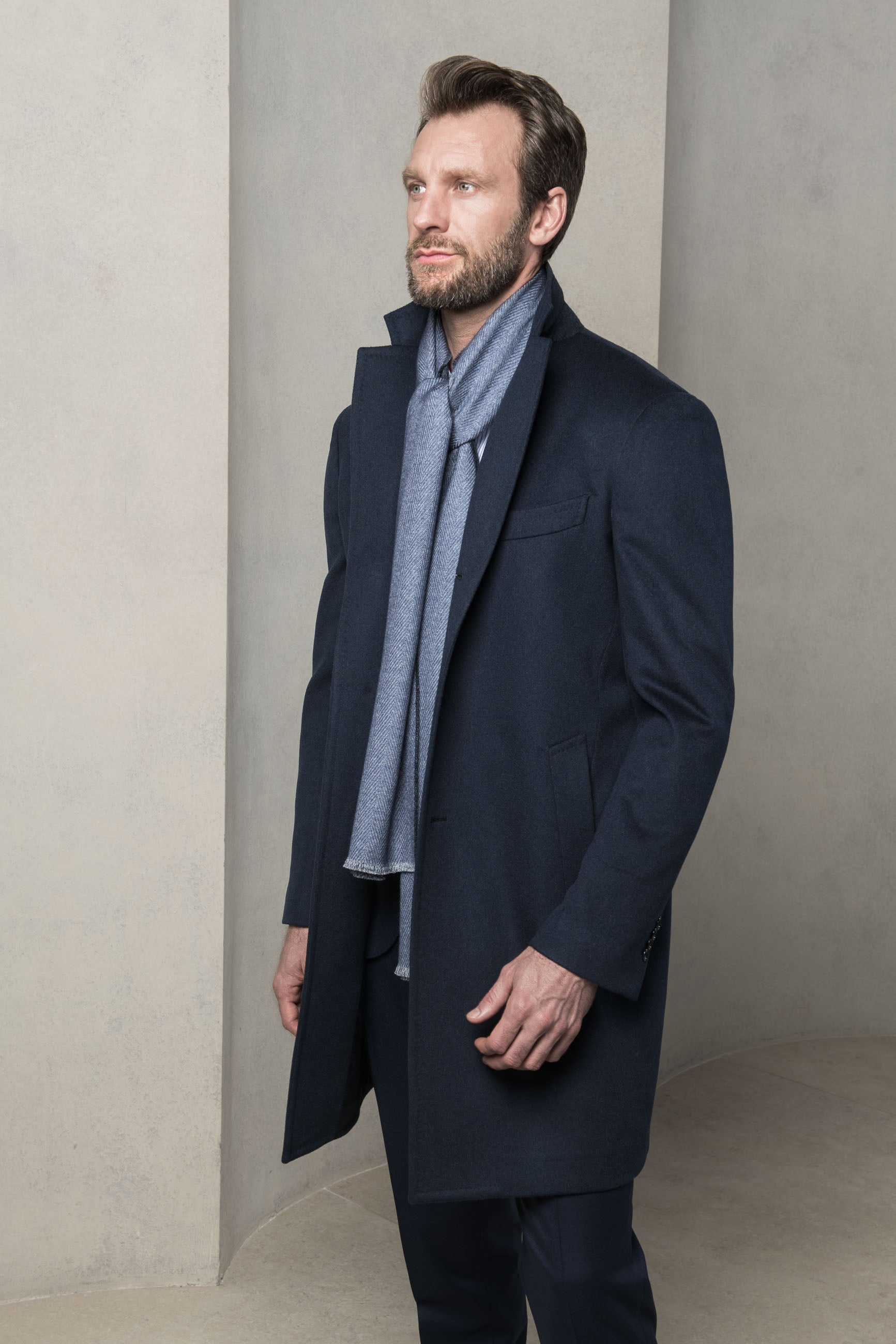 Blue coat in Loro Piana wool Made in Italy Pini Parma