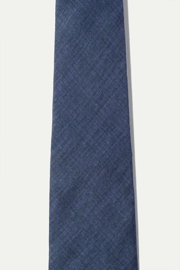 Blue printed silk tie - Made In Italy