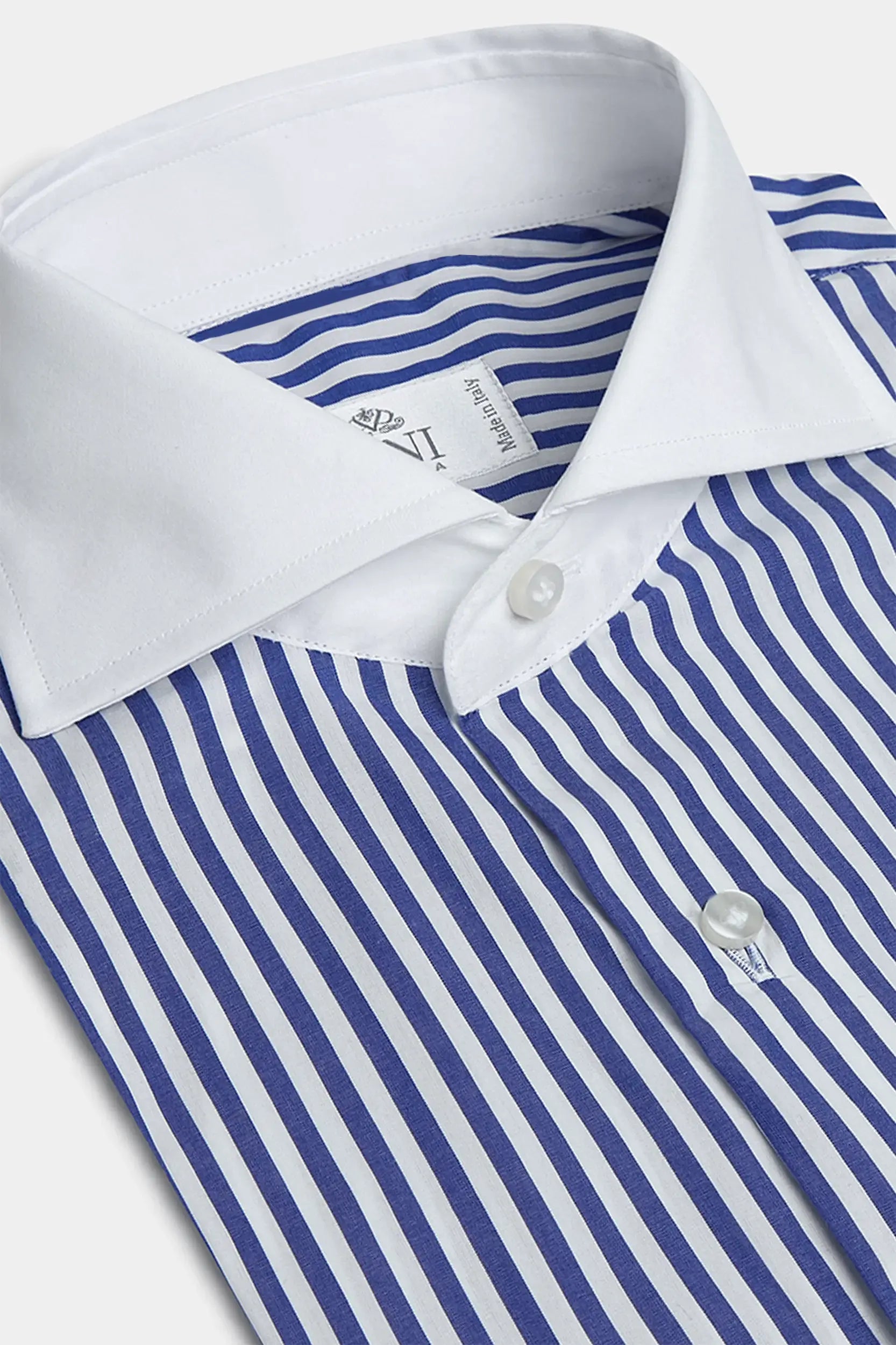 Chemise col blanc à rayures bleues Limited Edition - Made in Italy