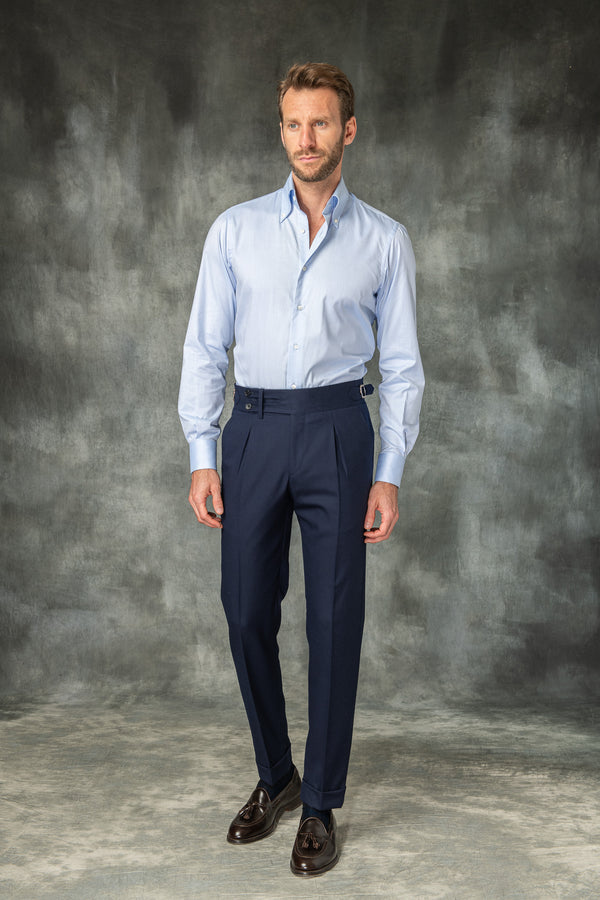 Blue flannel Limited Edition trousers - Made in Italy