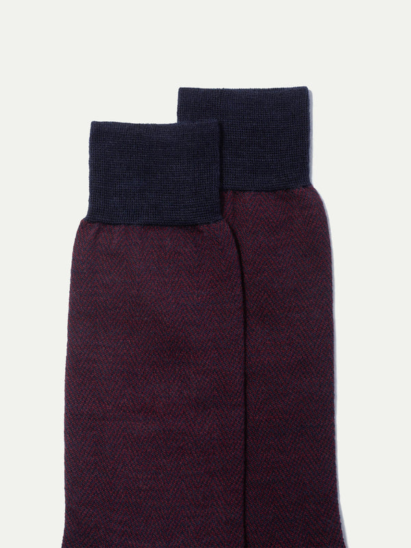 Bordeaux herringbone short socks - Made in Italy