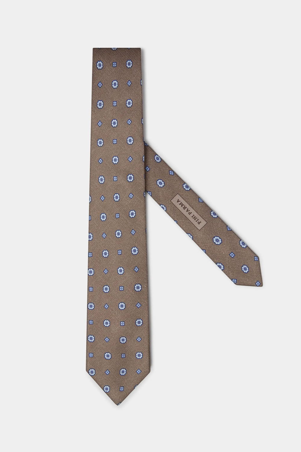 Brown fancy silk tie - Made In Italy