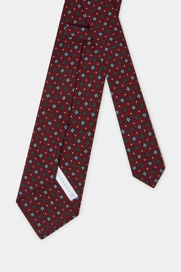 Burgundy fancy silk tie - Made In Italy