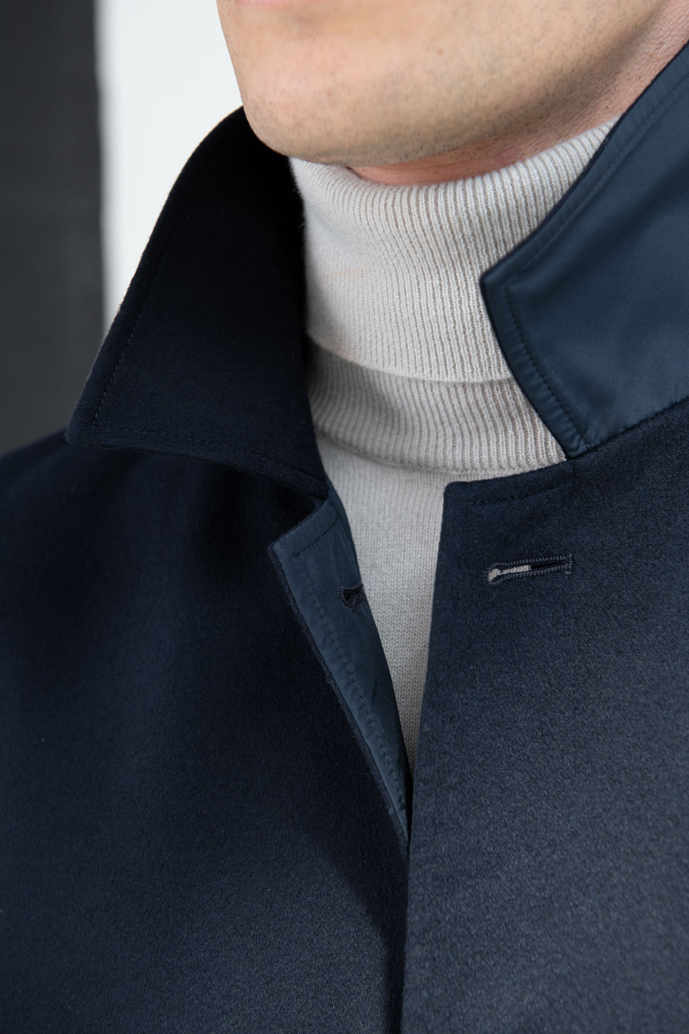 Cappotto reversibile in cashmere blu - Made in Italy