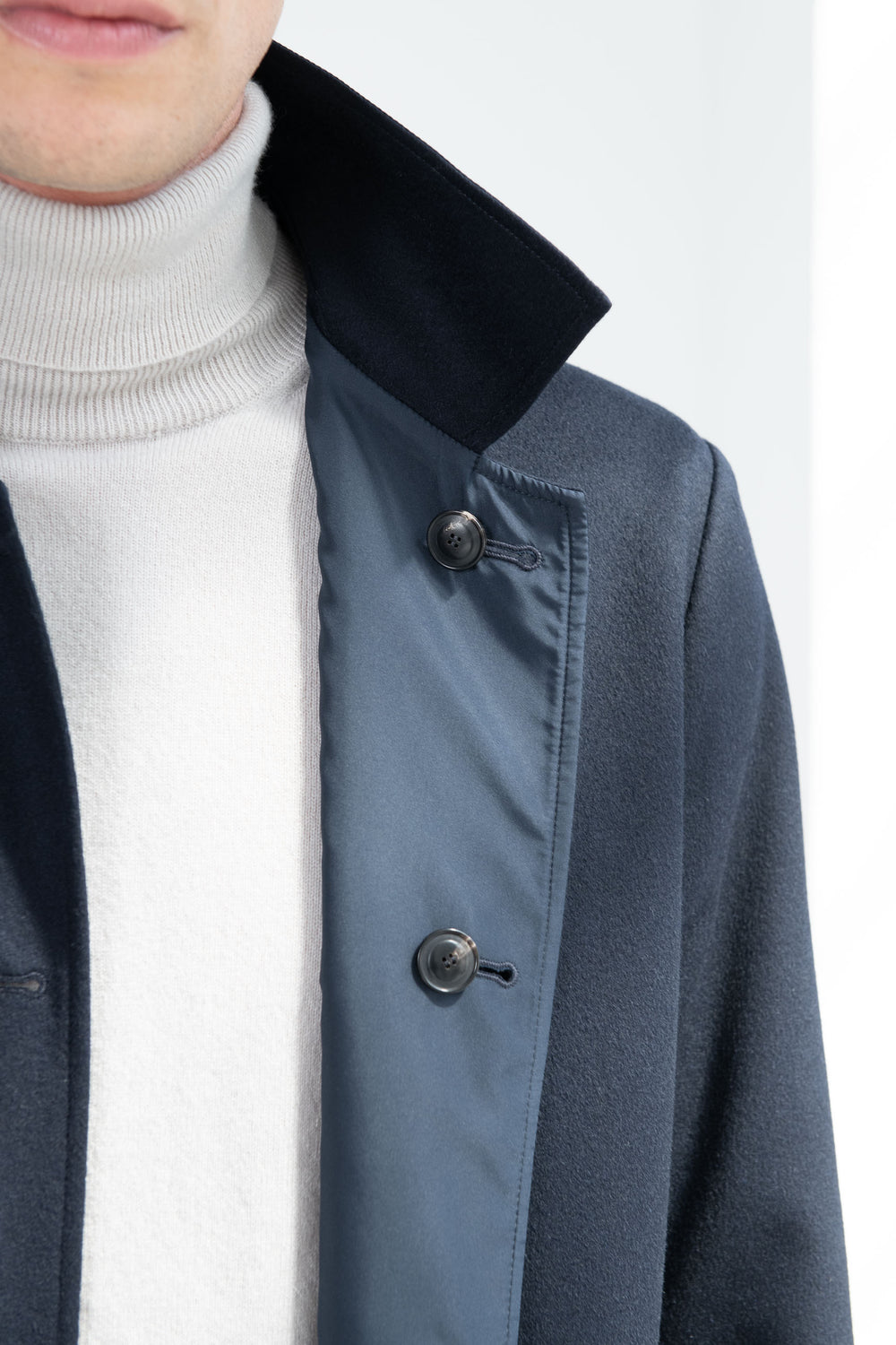 Cappotto reversibile in cashmere blu - Made in Italy