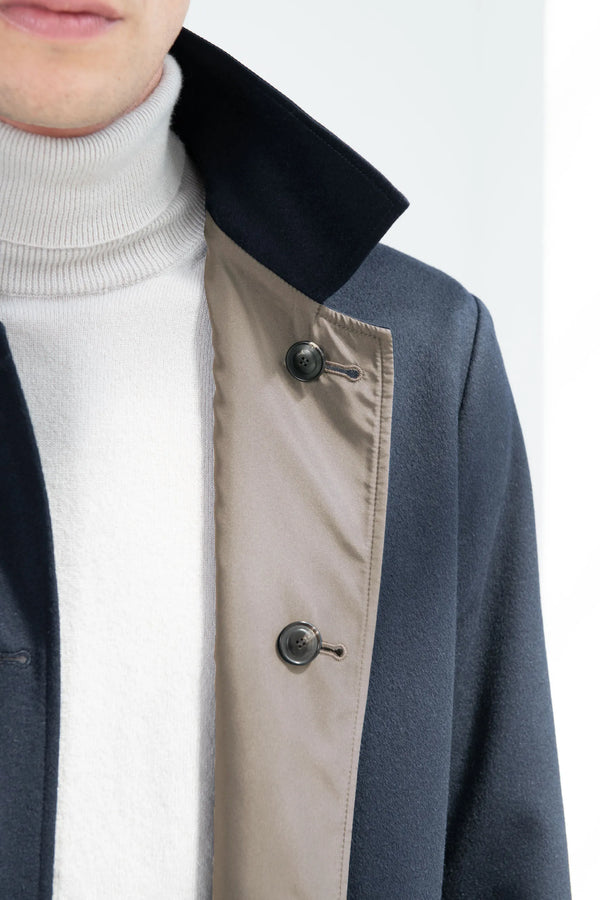 Blue cashmere reversible coat - Made in Italy