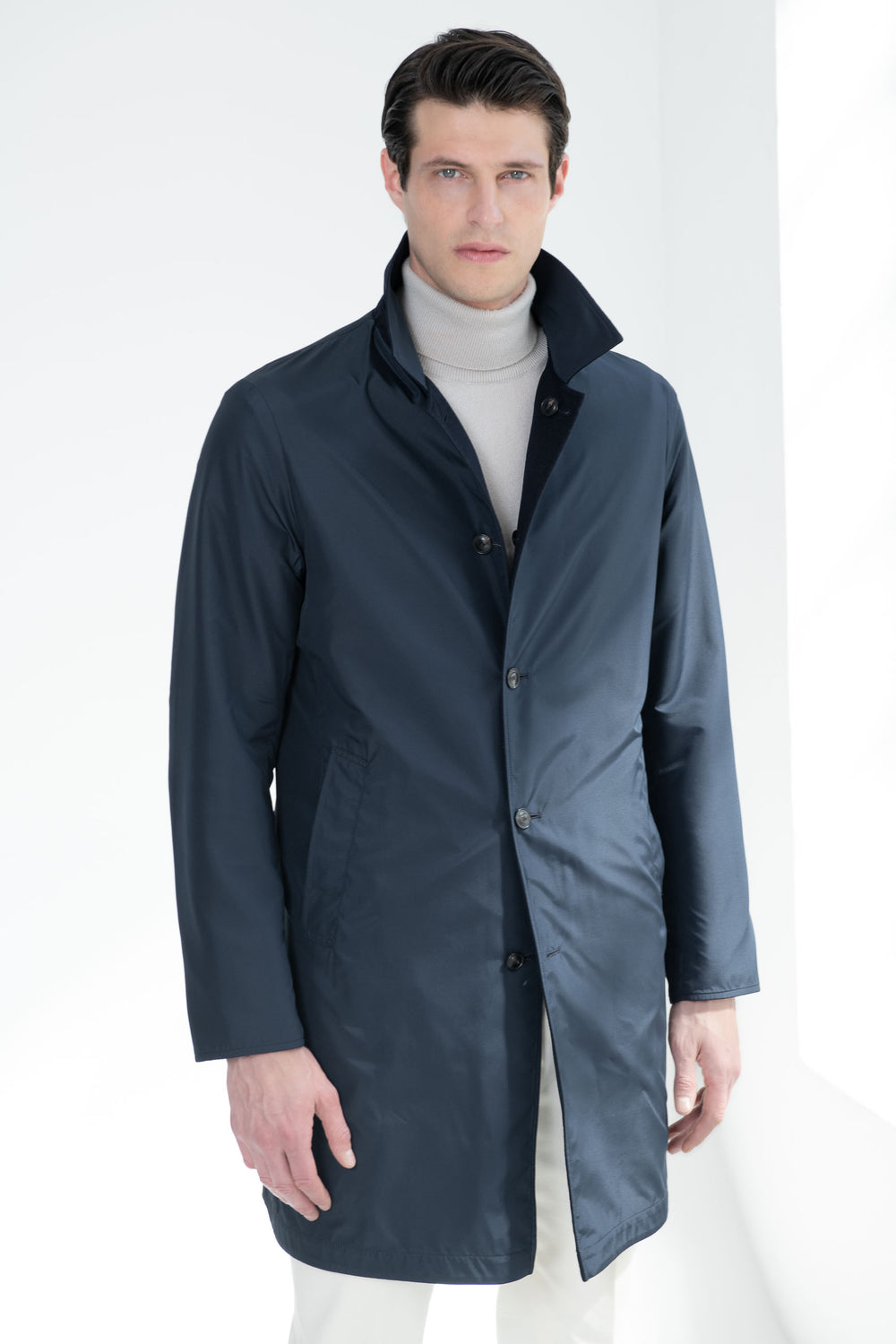 Blue cashmere reversible coat - Made in Italy