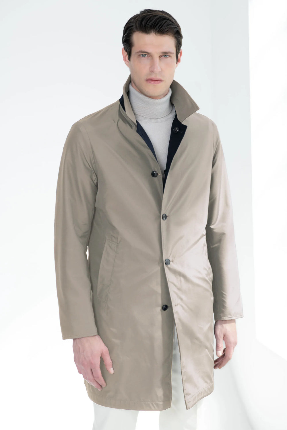 Manteau réversible en cachemire bleu - Made in Italy