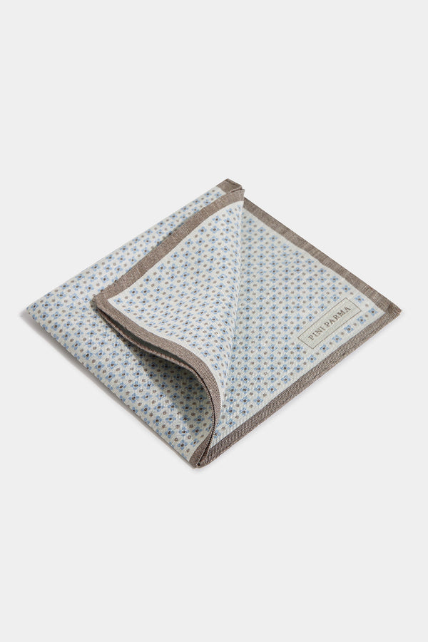 Cream micro fancy reversible pocket square - Made in Italy