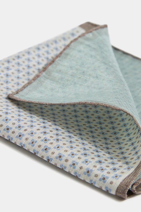 Cream micro fancy reversible pocket square - Made in Italy