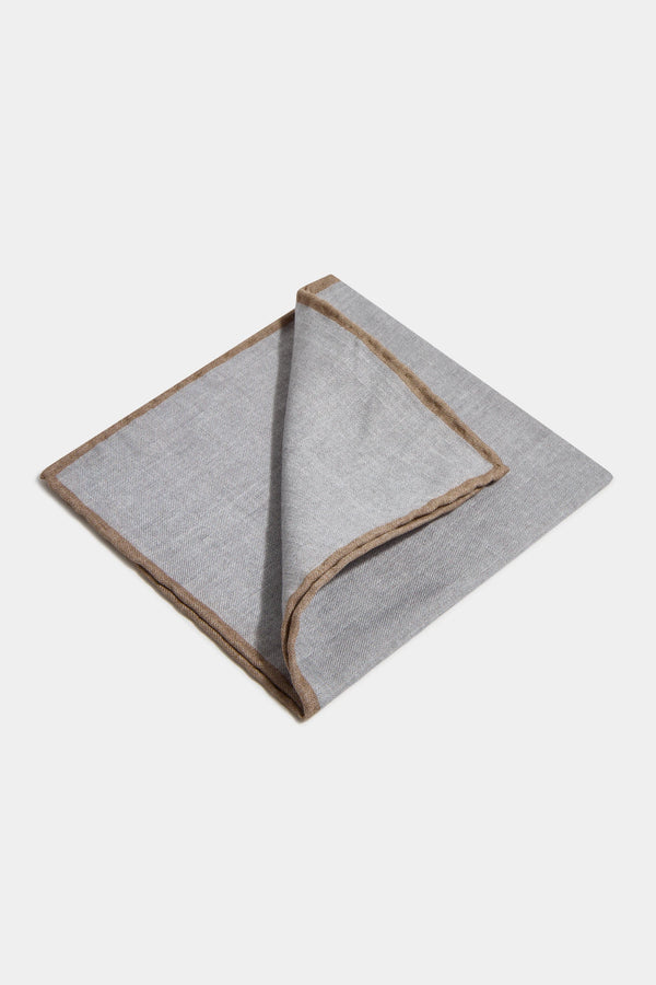 Grey reversible pocket square - Made in Italy