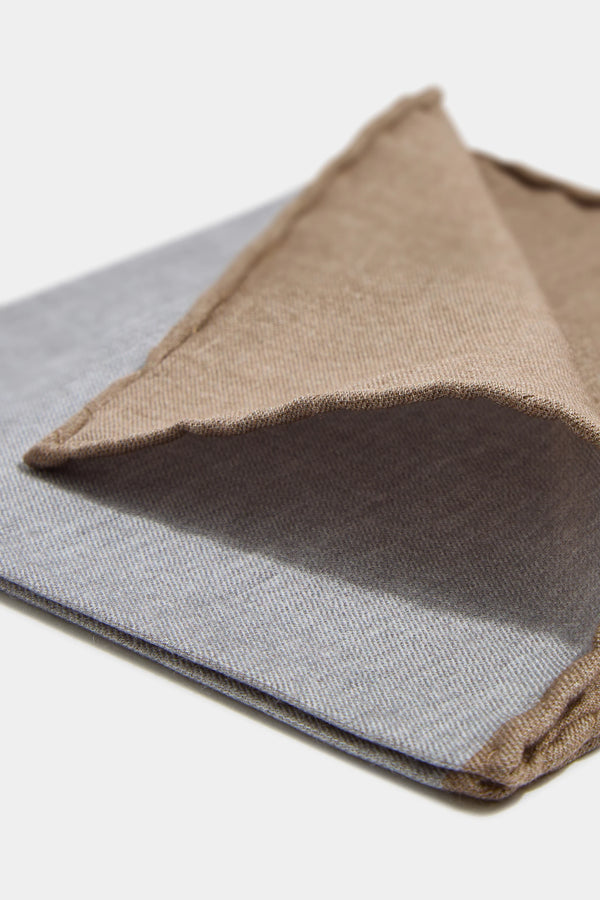 Grey reversible pocket square - Made in Italy