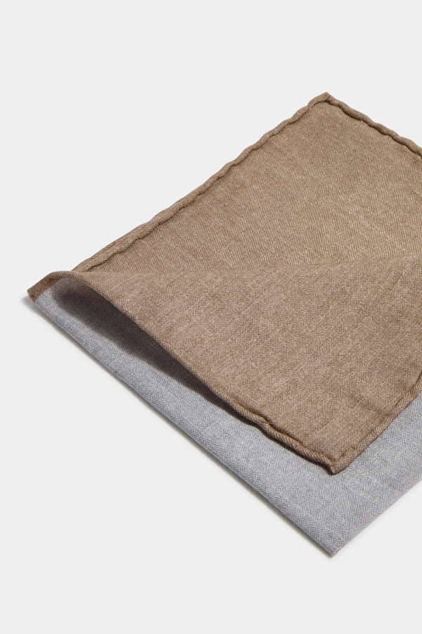 Grey reversible pocket square - Made in Italy