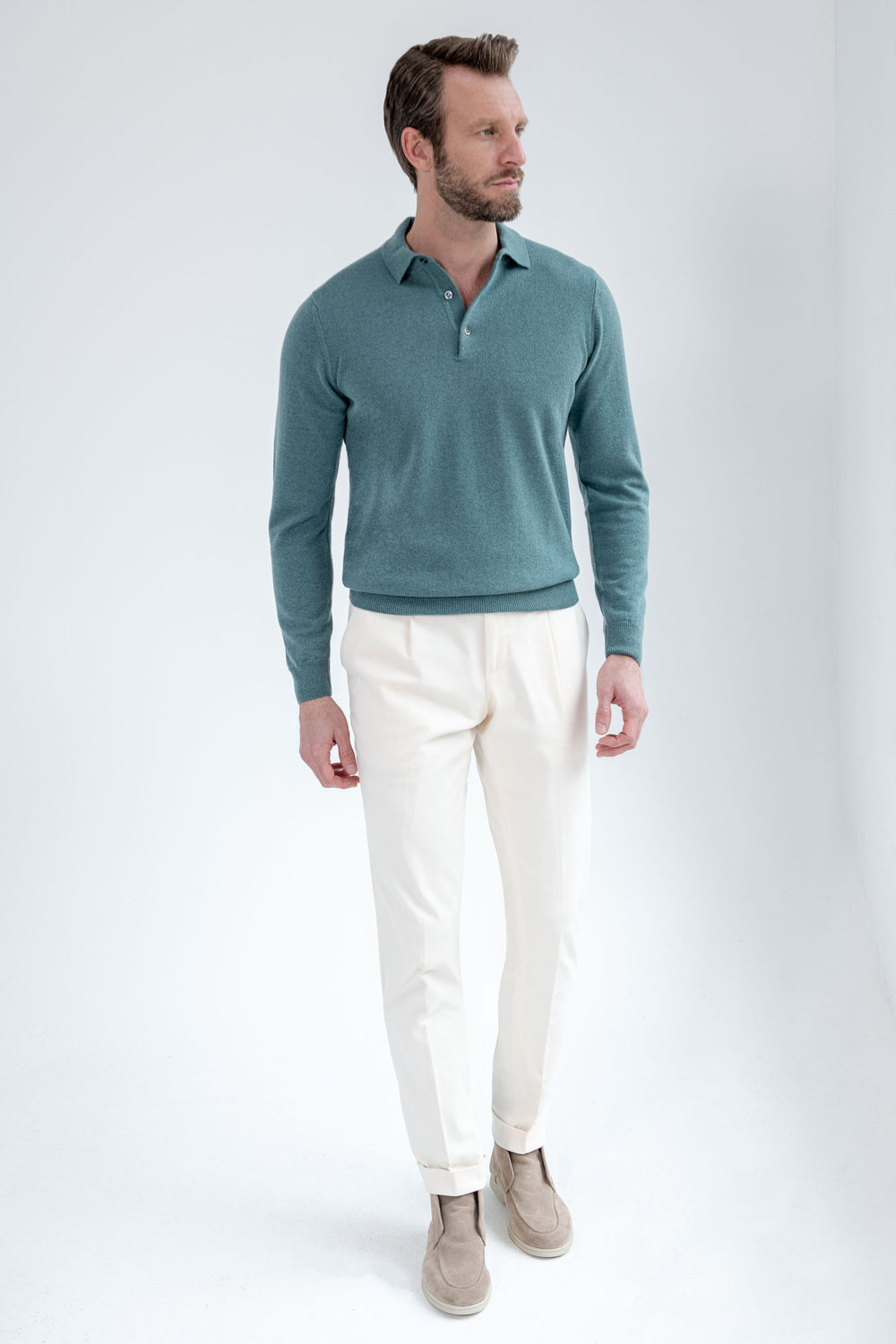 Polo in cashmere verde – Made in Italy