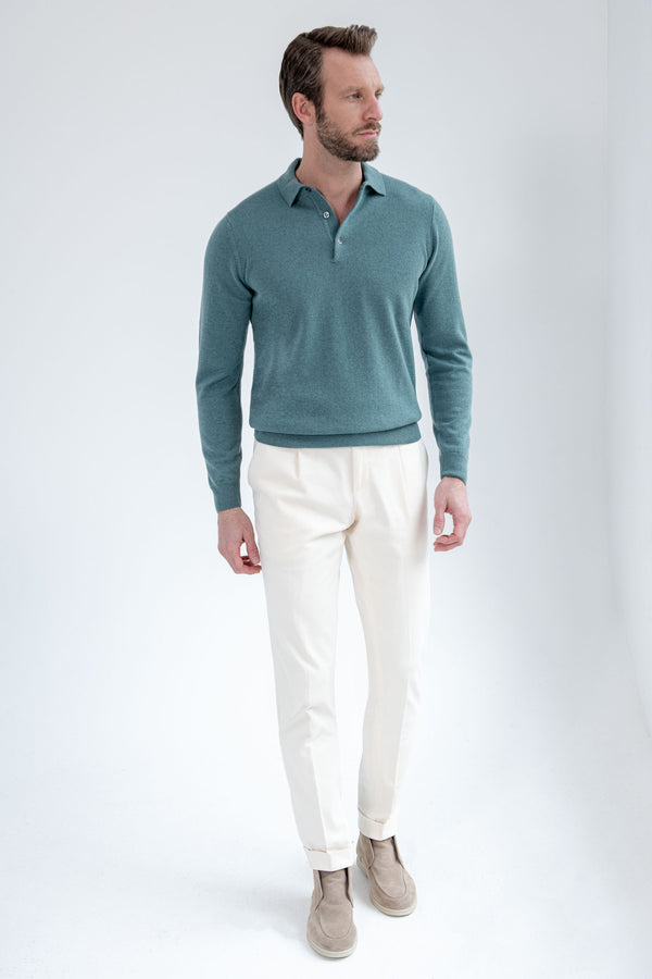 Green cashmere polo – Made in Italy