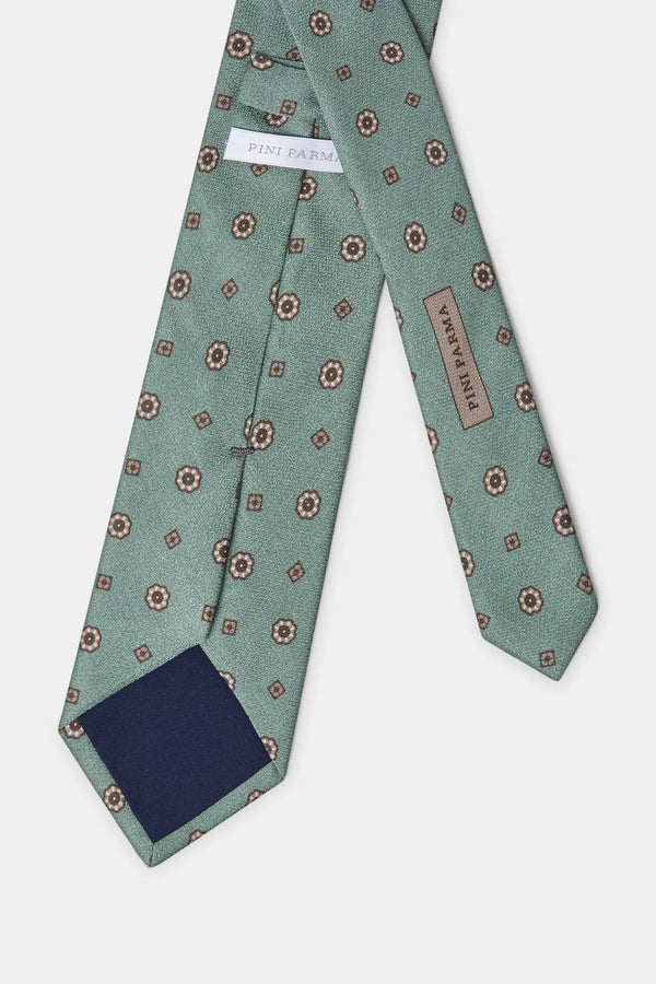 Green fancy silk tie - Made In Italy