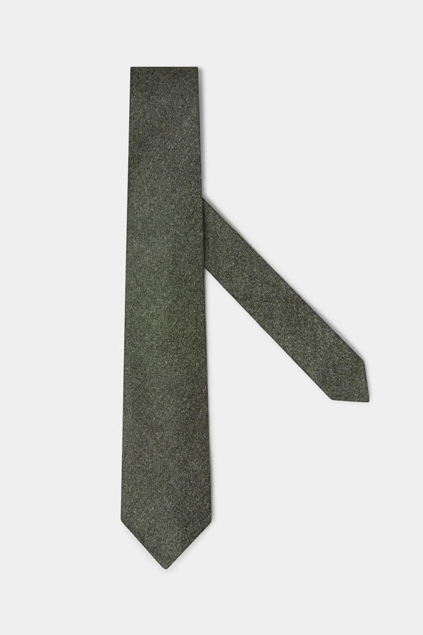 Green flannel tie - Made In Italy