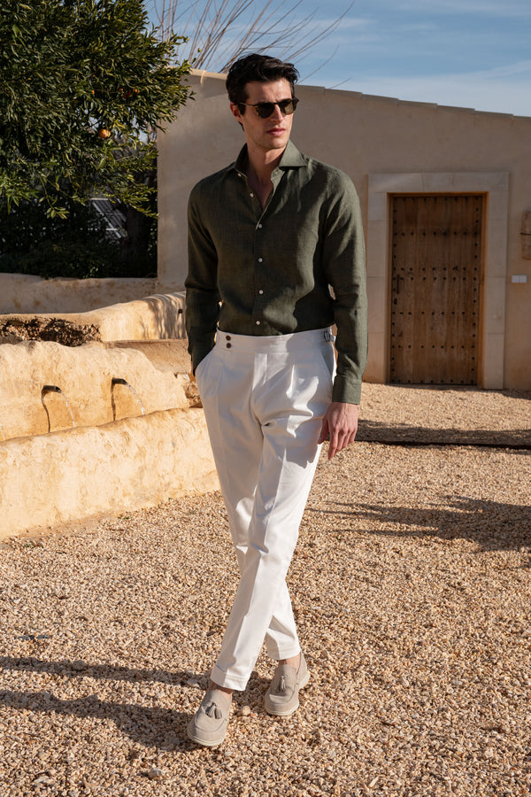 green linen shirt, chemise en lin verte, chemise verte d'été, green summer shirt, green linen shirt, summer green shirt men, chemise lin homme