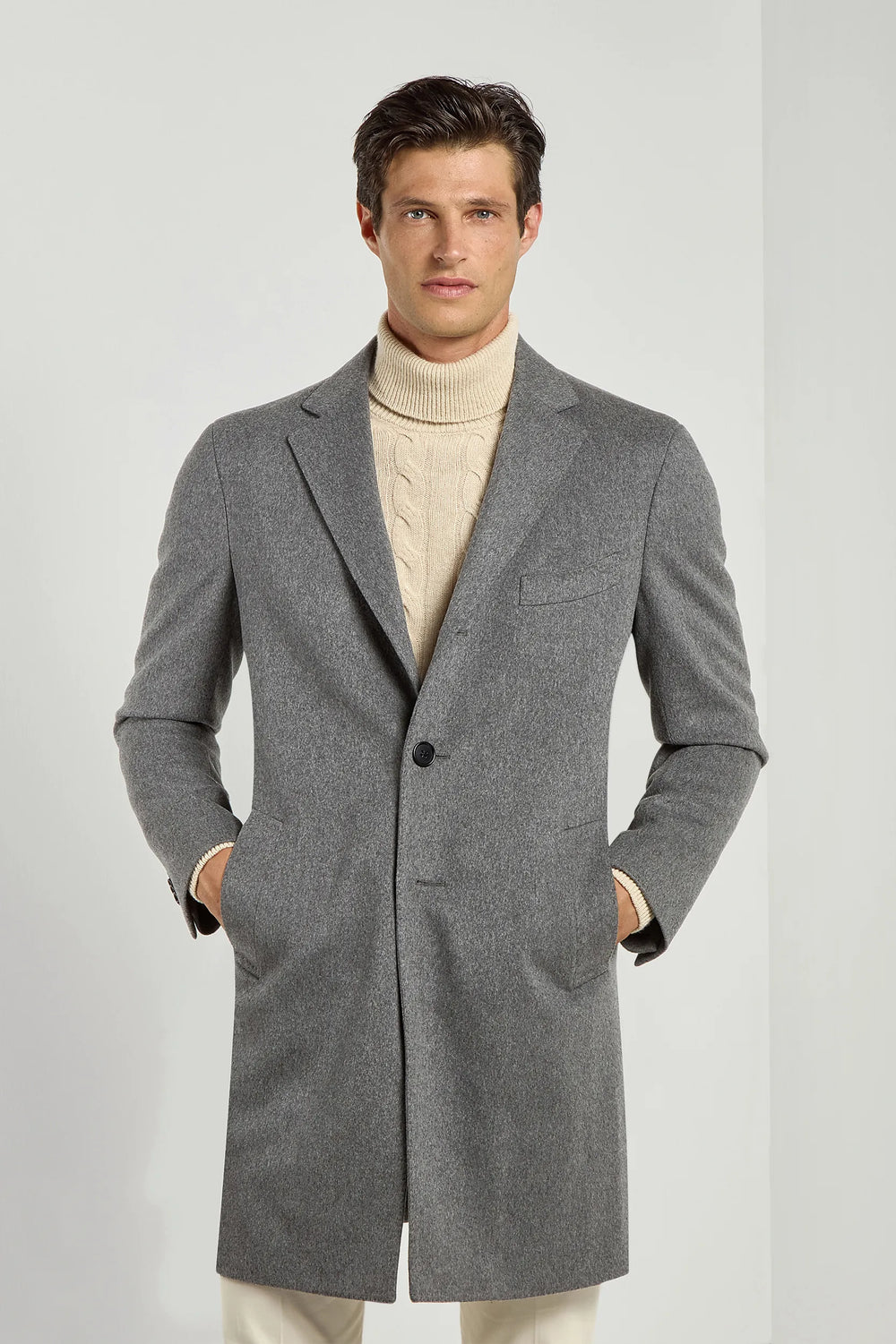 Manteau gris en laine Loro Piana – Made in Italy