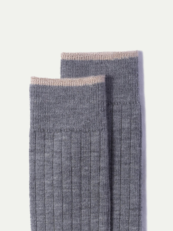 Gris clair - Chaussettes courtes en laine ultra résistantes - Made in Italy