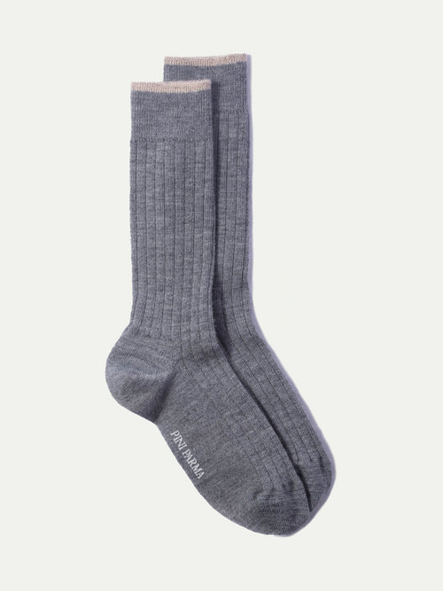 Gris clair - Chaussettes courtes en laine ultra résistantes - Made in Italy