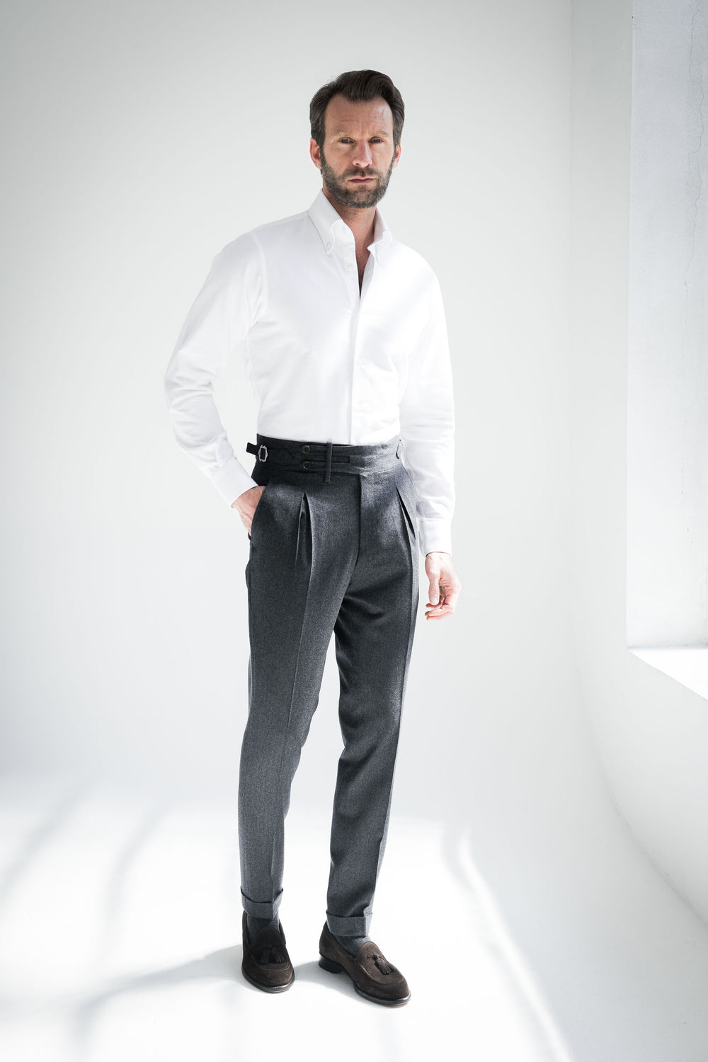 Pantalon en flanelle grise Limited Edition – Made in Italy