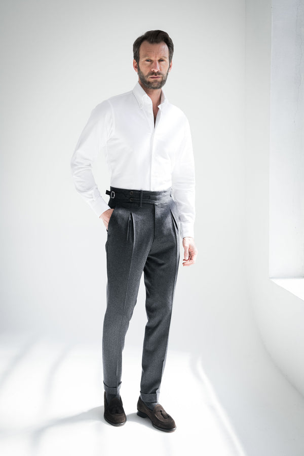 Pantalon en flanelle grise Limited Edition - Made in Italy