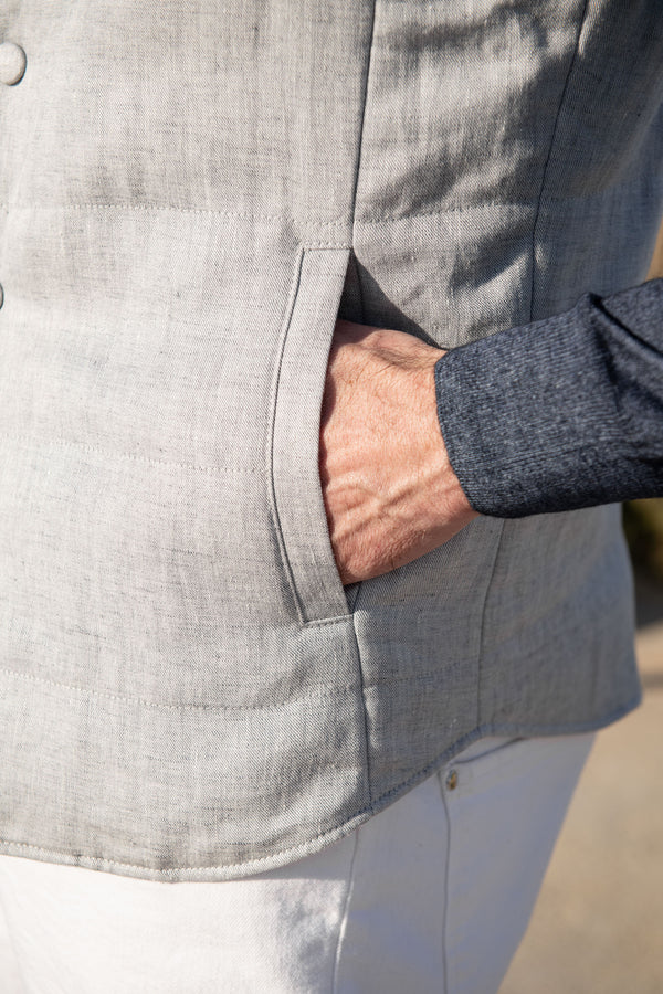 Linen Vest, Grey Linen Vest, Chalk Grey Vest, Grey Vest in Linen, Summer Vest, linen elegant vest, Gilet en lin, gilet gris en lin, gilet gris craie, gilet gris en lin, gilet d'été, gilet élégant en lin, Gilet in lino, Gilet in lino grigio, Gilet grigio gesso, Gilet grigio in lino, Gilet estivo, Gilet elegante in lino