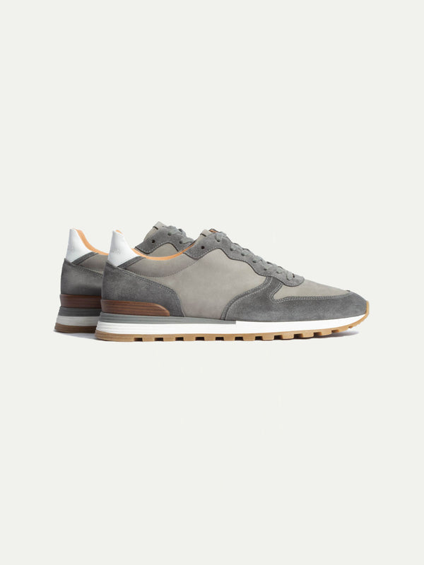 Runner in nabuk e camoscio grigio - Made In Italy