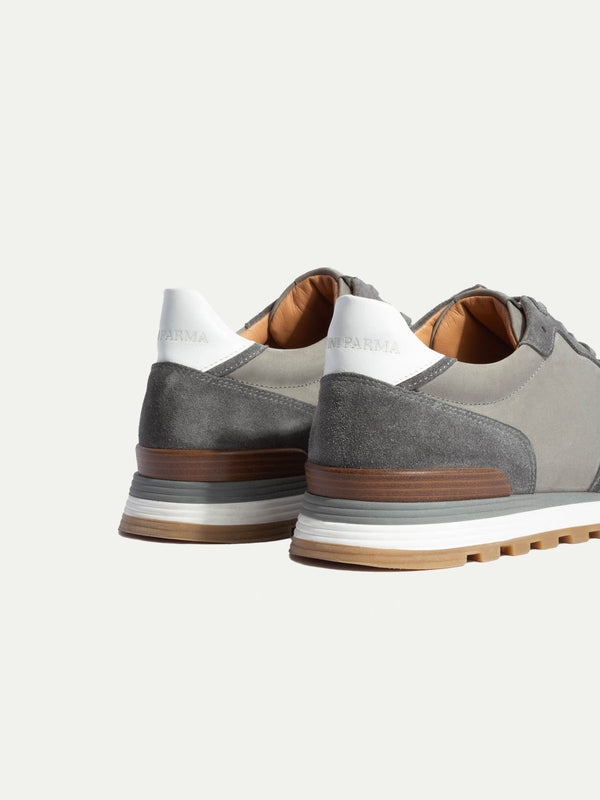 Grey nabuk and suede runners - Made In Italy