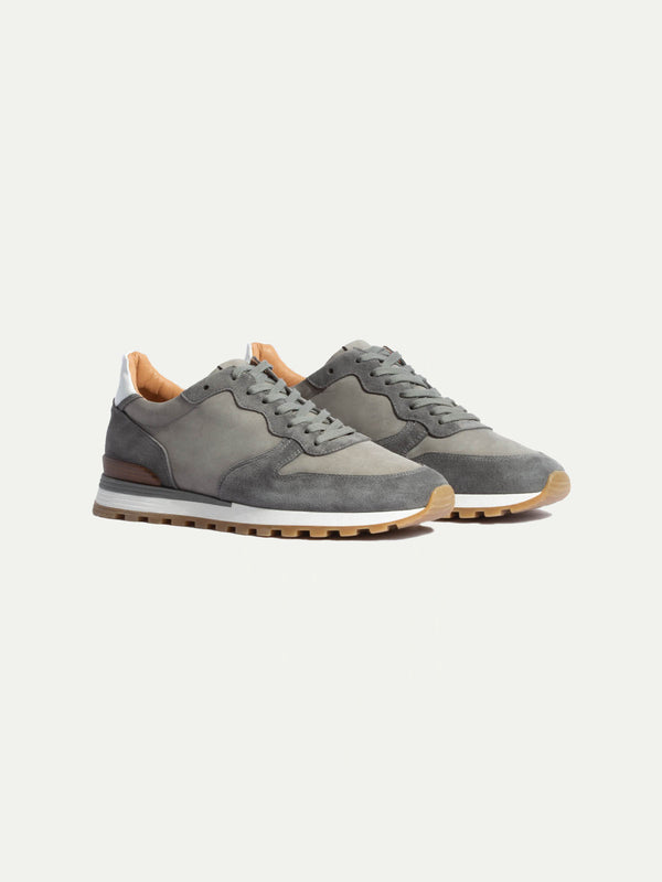 Runner in nabuk e camoscio grigio - Made In Italy