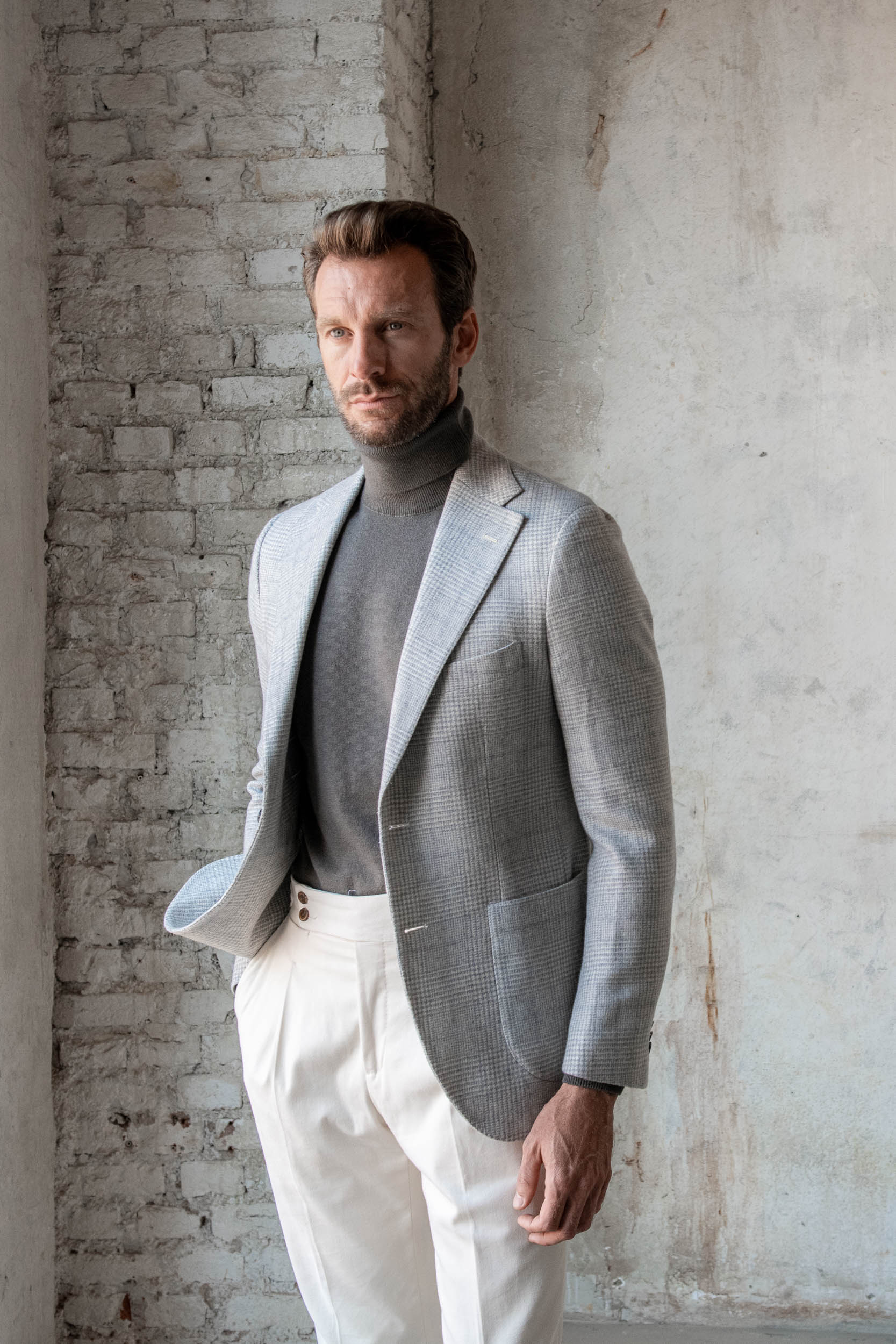 grey prince of wales jacket, veste grise prince de galles, light grey prince of wales jacket,Italian Jacket, Veste Italienne, Giacca Italiana