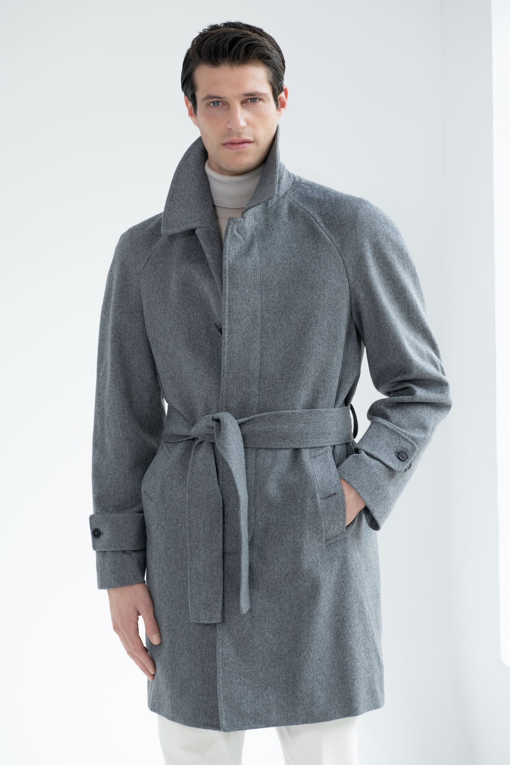 Grey raglan coat – Made in Italy