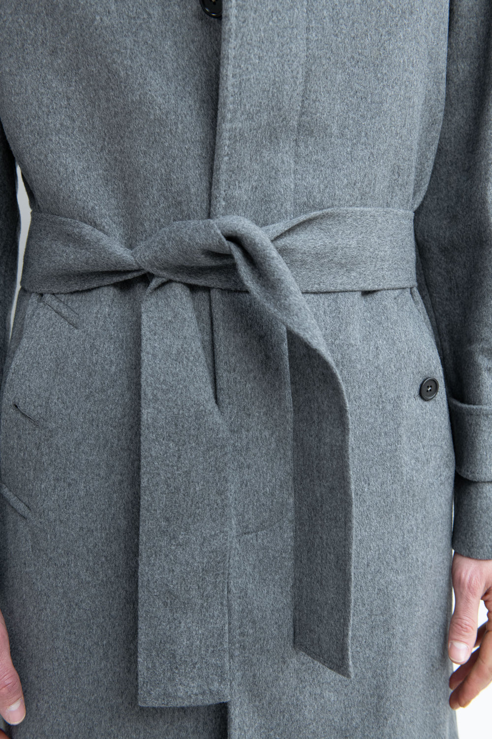 Grey raglan coat in Loro Piana wool – Made in Italy