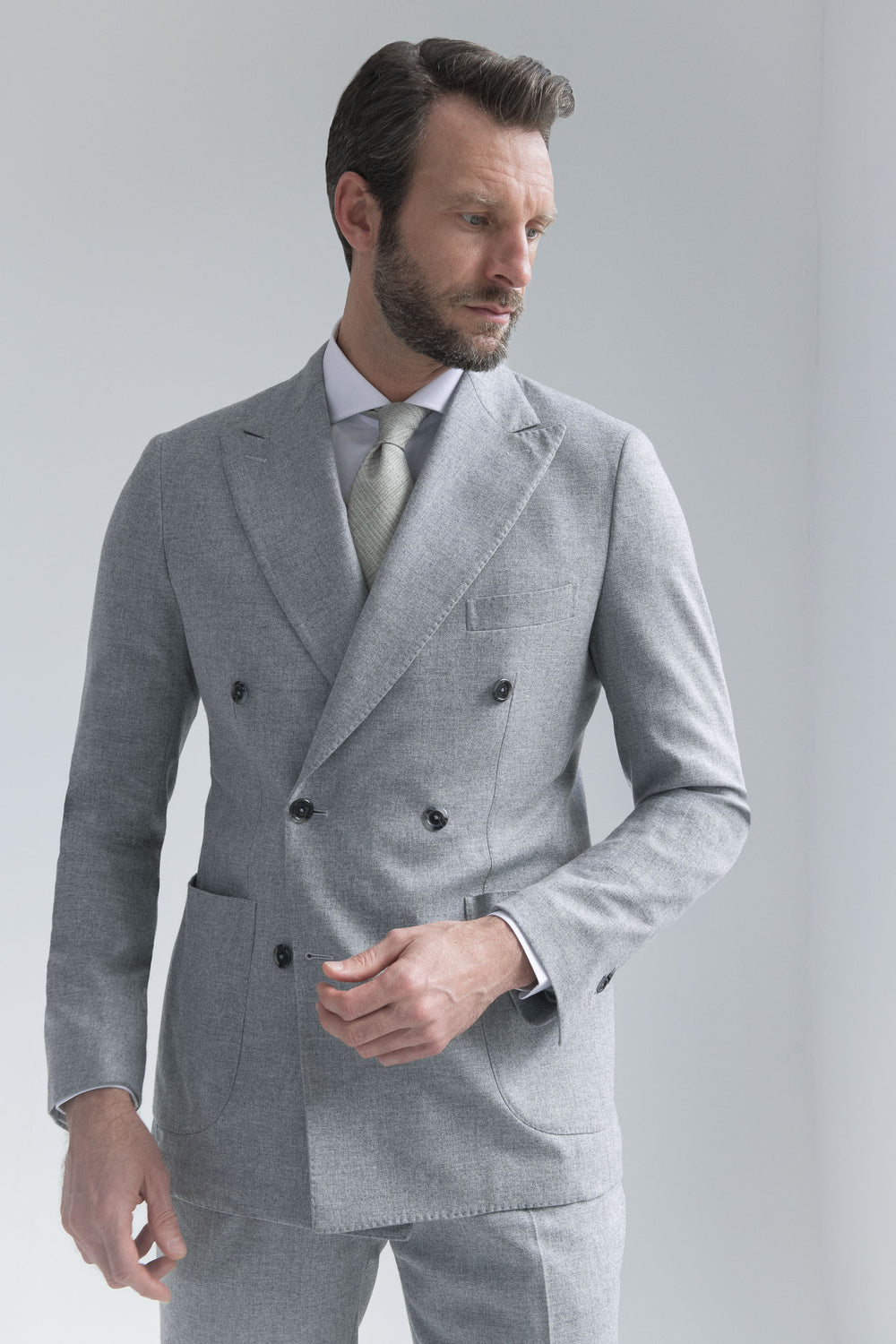 abito doppiopetto grigio in lana e cashmere - Made in Italy