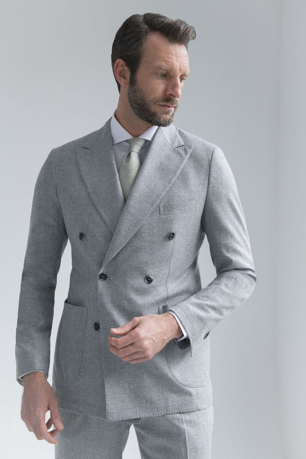 Abito doppiopetto grigio in lana e cashmere - Made in Italy