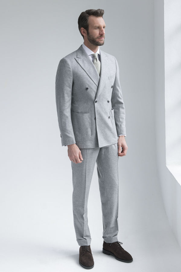 Grey wool and cashmere double breasted suit - Made in Italy